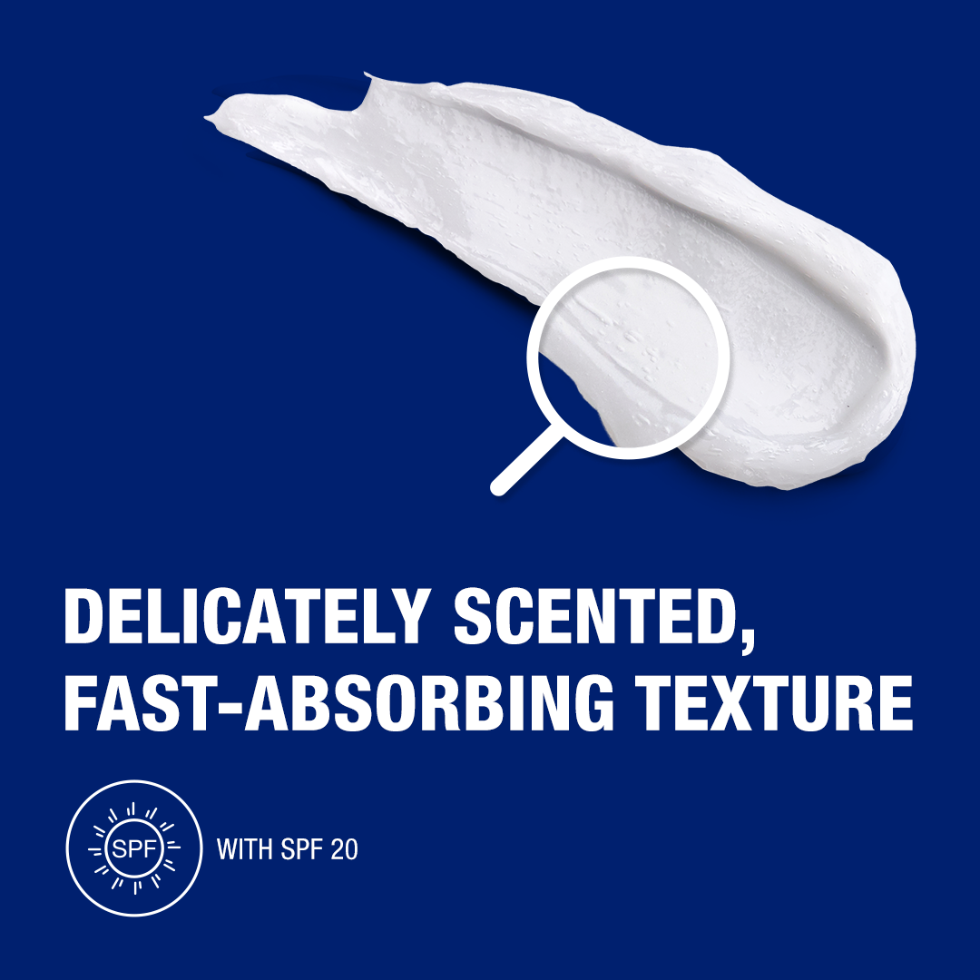 Delicate scented, fast-absorbing texture with SPF 20