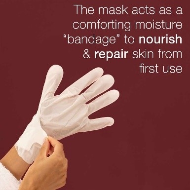 The mask acts as a comforting moisture ‘bandage’ to nourish & repair skin from first use